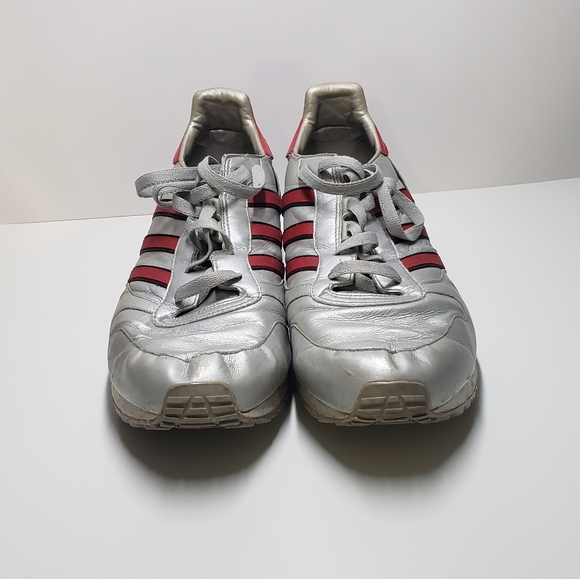Silver and black and red adidas shoes size 11.5 US. - Picture 2 of 7